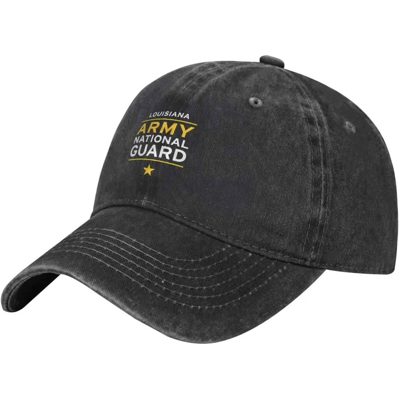 Louisiana Army National Guard Washed Baseball Cap Denim Casual Adjustable Sun Hat Unisex