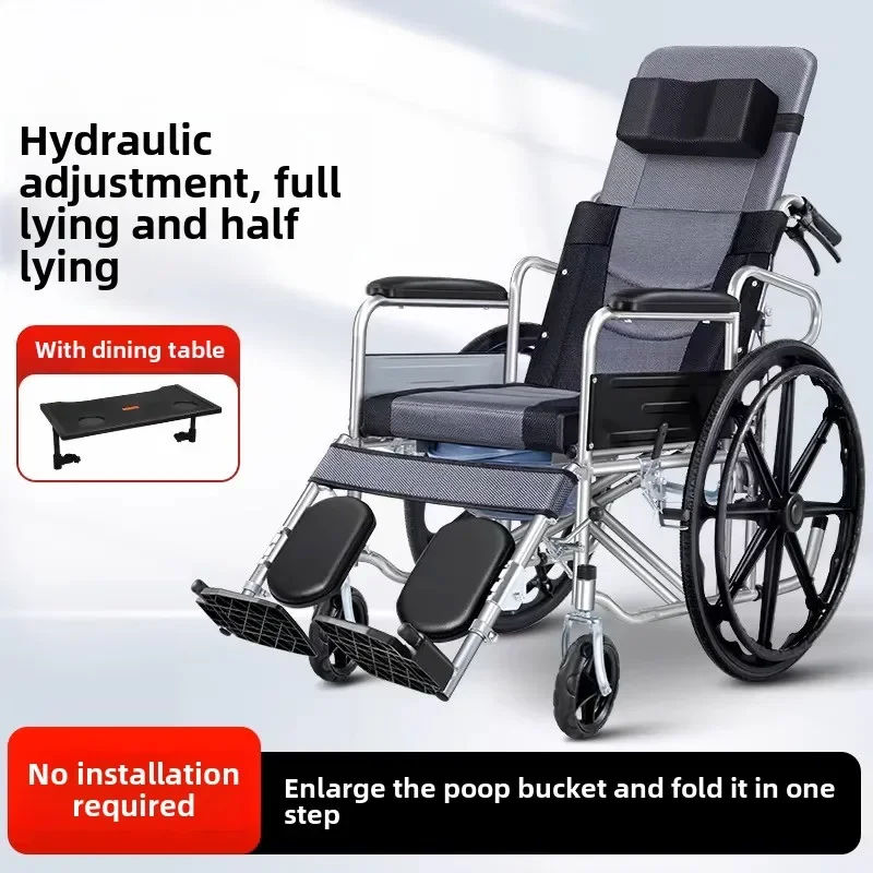 Wheelchair for the elderly, folding light, small paralysis, carrying toilet, old