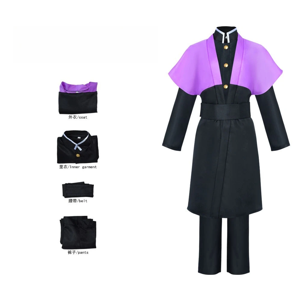 أزياء شيطان القاتل جينيا شينازوجاوا التأثيرية للرجال الزي الرسمي مجموعة كاملة من فستان شخصيات الرسوم المتحركة على الطراز الياباني لحفلات الهالوين