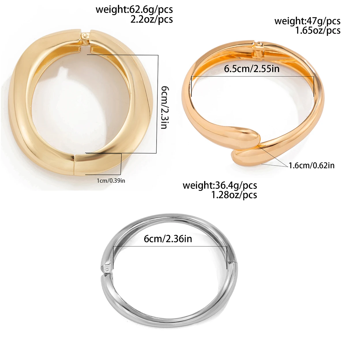 Ingemark 4 Styles Punk Smooth Water Drop Spring Bangles for Women Vintage Gold Color Geometric Bracelets Party Men Jewelry Gift image 4