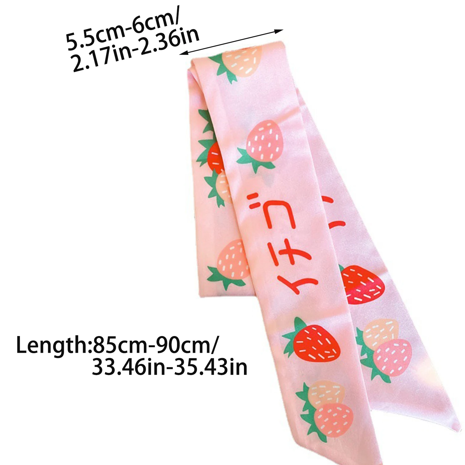 Women Narrow Thin Scarf  Fruit Print Long Silk Scarf Women Handle Bag Ribbon Multi-Function Decorative Neckerchief Hair Tie Band