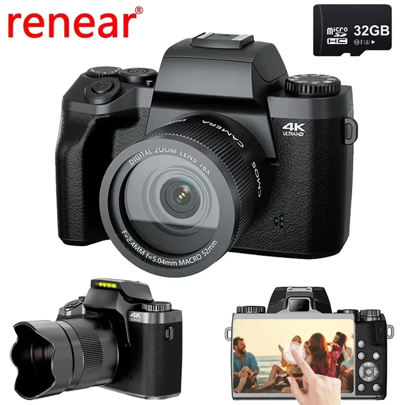 4K Digital Camera 64MP Auto Focus Vlog Camcorder 4 Inch 16X Zoom Touch Screen Video Camera For Youtube Tiktok Ins Webcam