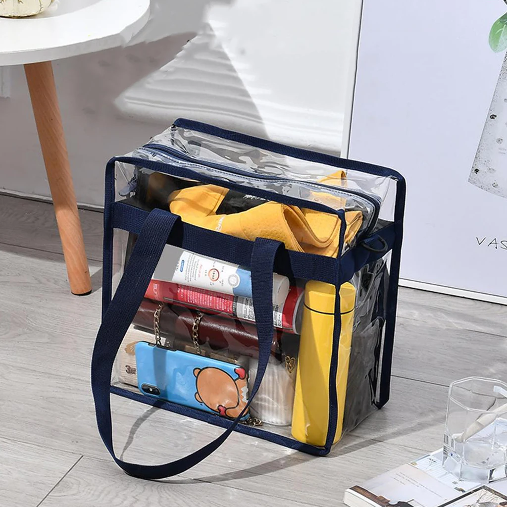 Clear Totes Bag PVC Transparent Purse Handbag Zipper Security Stadium