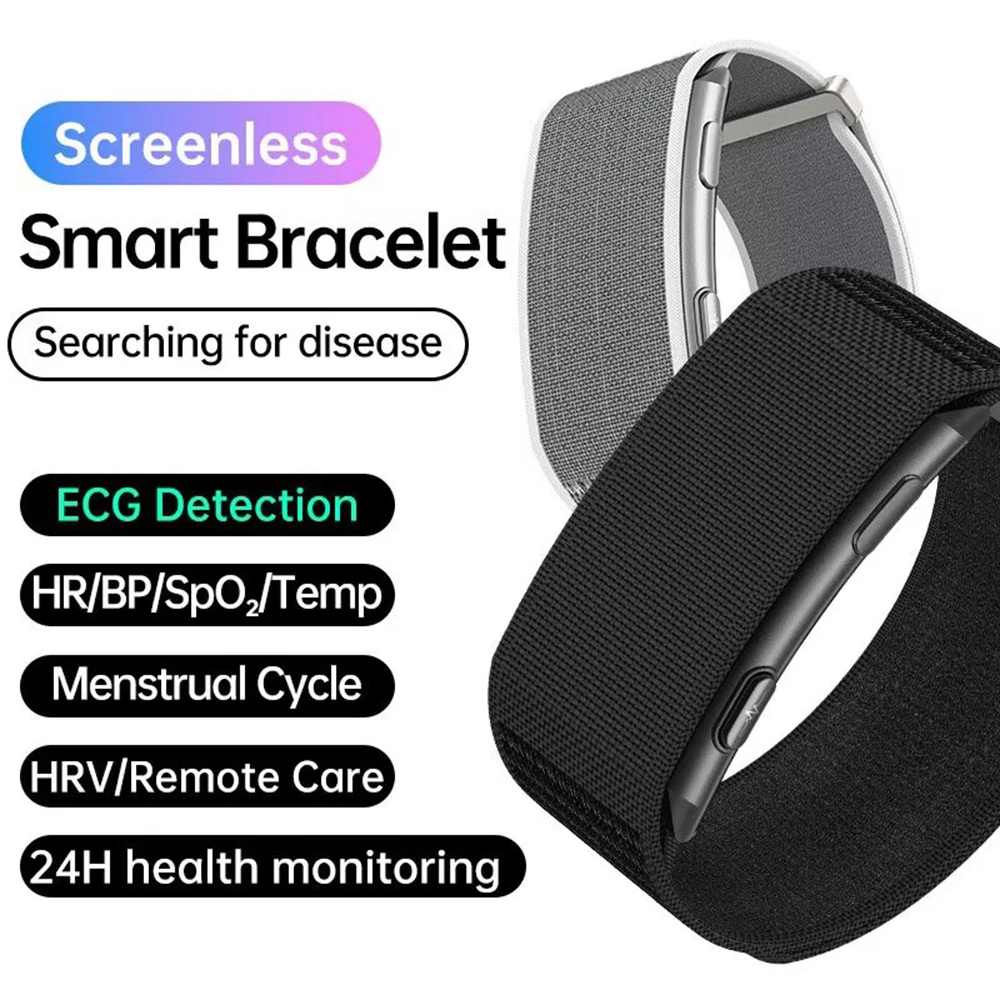 Pulsera Inteligente Ligera e Invisible sin Pantalla, ECG+HRV, Monitorización de Frecuencia Cardíaca y Presión Arterial, Banda Inteligente de Salud con Múltiples Modos Deportivos