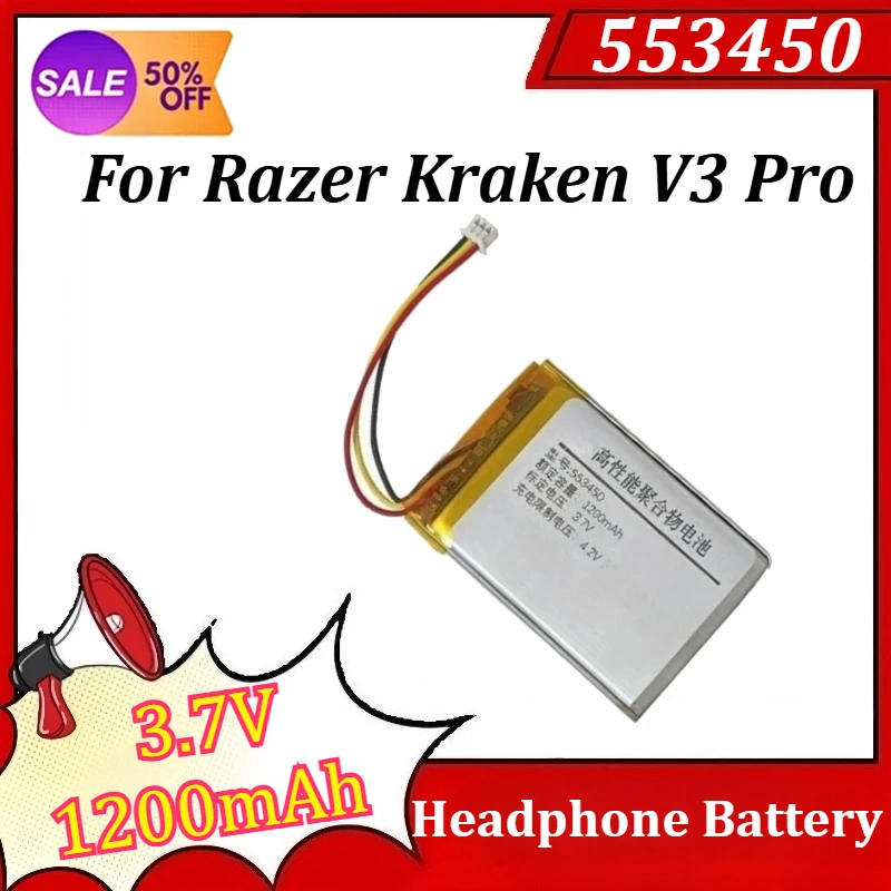 

553450 3.7V 1200mAh Battery for Razer Kraken V3 Pro Headphone Battery
