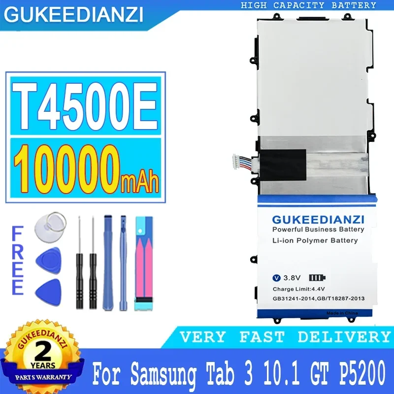 

Аккумулятор GUKEEDIANZI T4500E T4500C для Samsung Galaxy Tab 3 10,1 GT P5200 P5210 P5220 P5213 Tab3 10,1, аккумулятор большой мощности, 10000 мАч