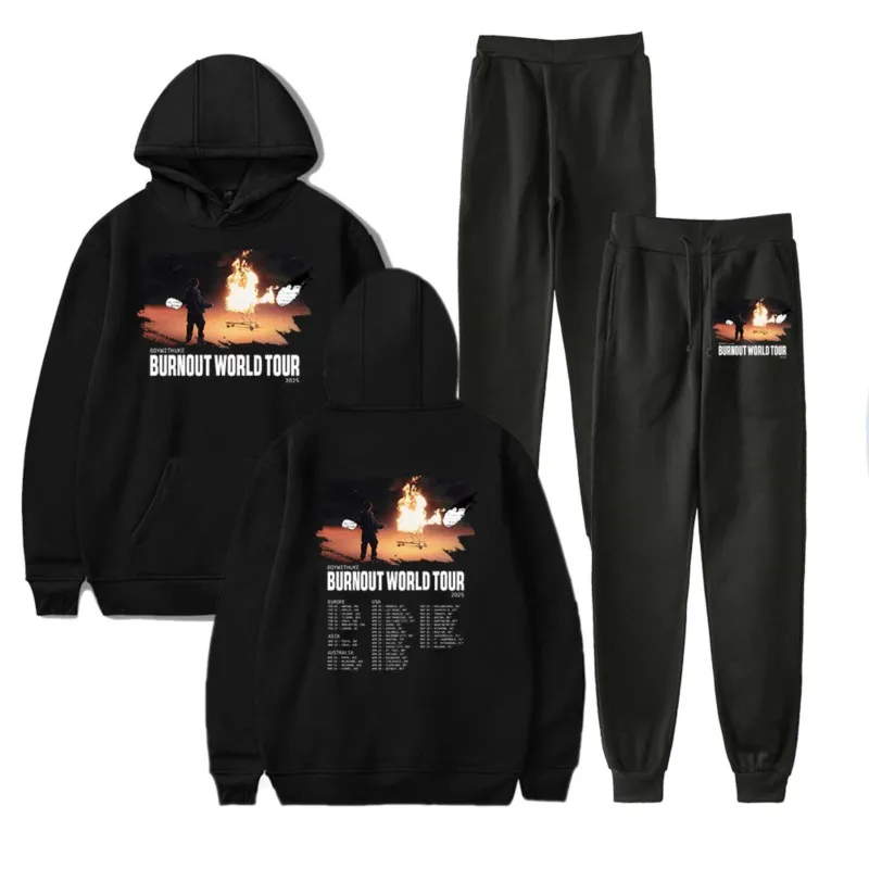 Boywithuke Burnout World Tour 2025 Merch Hoodies Jogger Pants Set For Women/Men Unisex Casual Streetwear Sweatshirts