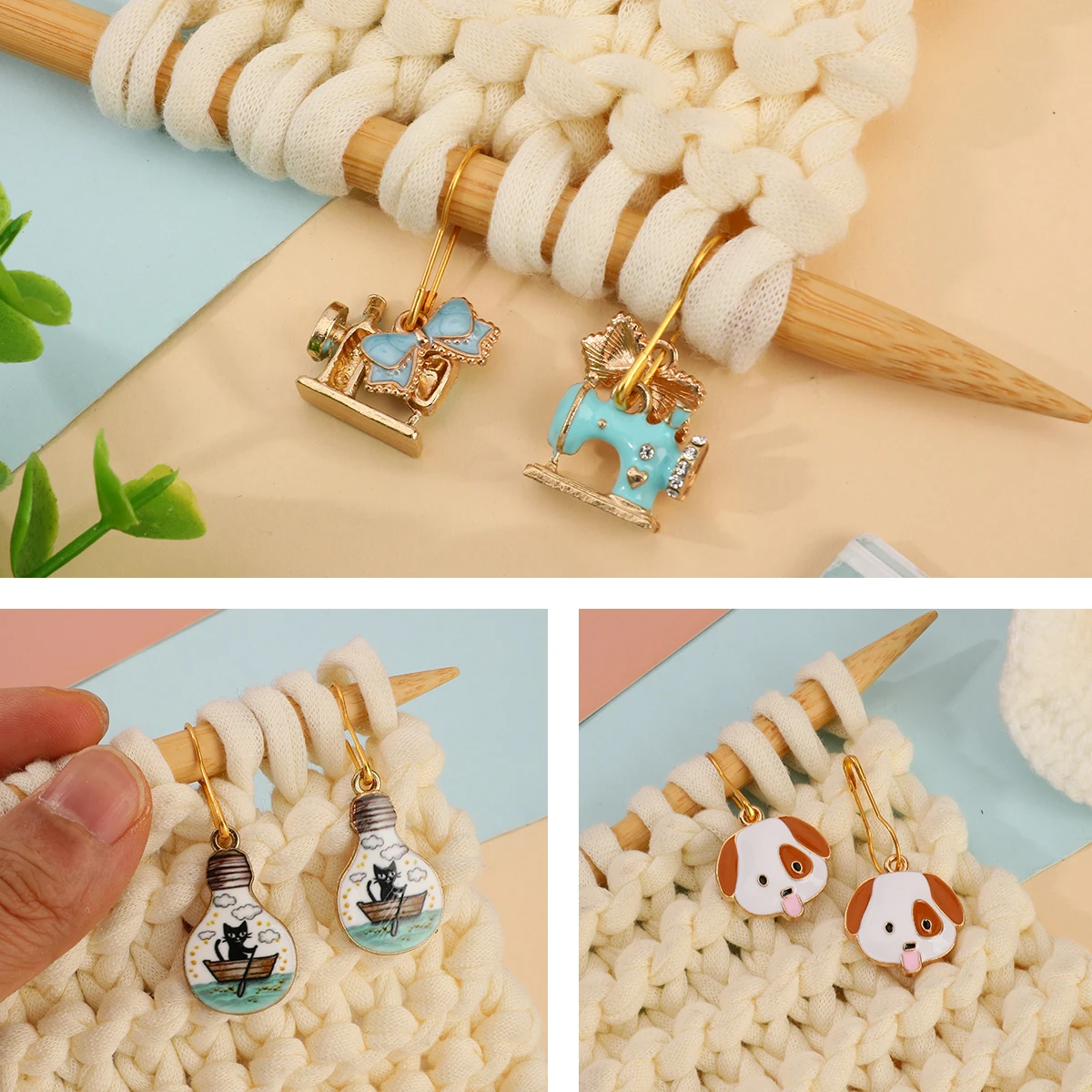 2Pcs/Box Sewing Tools DIY Craft Needle Marker Counter for Needle Clip Knitting Tools Pendants Stitch Markers Metal Crochet Latch