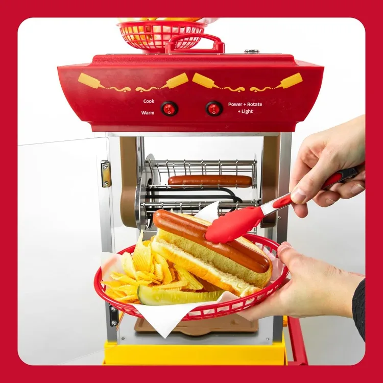 Oscar Mayer roda bianglala Hot Dog, pemanggang roti troli Hot Dog gaya Retro, mesin panggang 6 potong klasik dengan penghangat roti