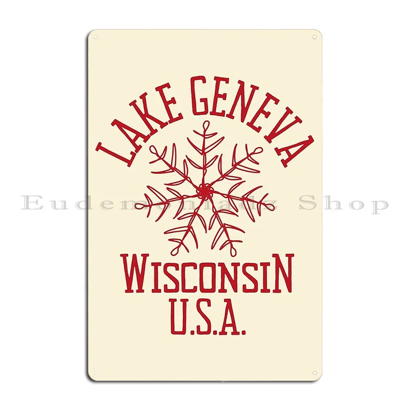 Embroidered Snowflake Lake Geneva Wisconsin Metal Plaque Poster Classic Vintage Customize Mural Kitchen Tin Sign Poster