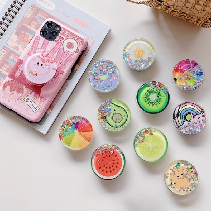 

Милый фруктовый складной жидкий зыбучий песок подставка-держатель для IPhone Samsung Huawei Xiaomi универсальный кольцо на палец лимонный кронштейн для телефона