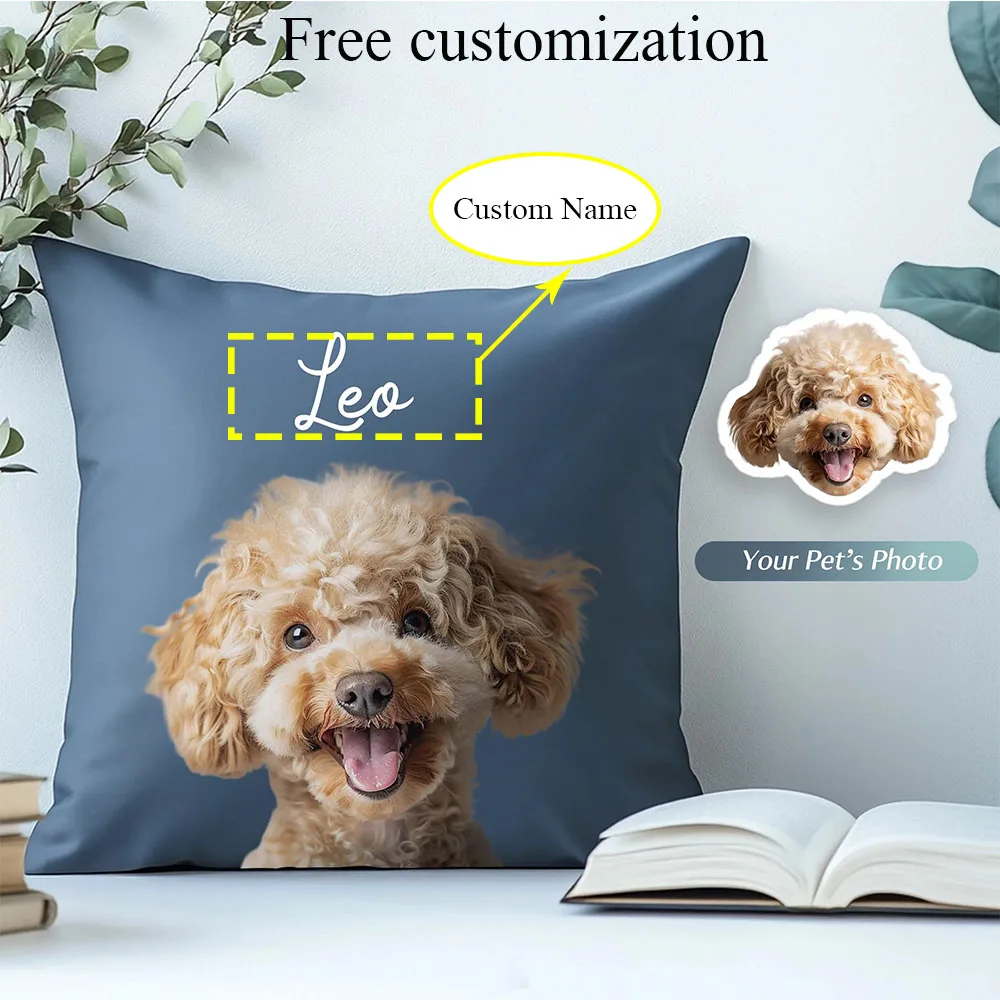 

Customisable Dog Photo Pillow Personalized Pet Cushion Throw Pillow with Pet Picture Custom Decor for Pet Owners Unique Gifts