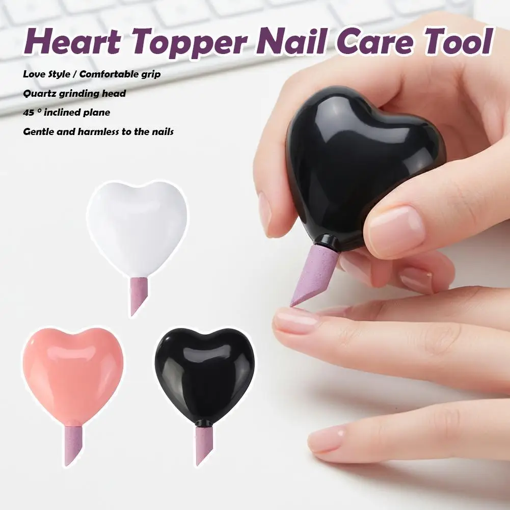 

Heart Shape Quartz Nail File Love Design Cuticle Remover Stone Pen For Manicure Crystal Nail Buffer Grinding Tool For Polishing