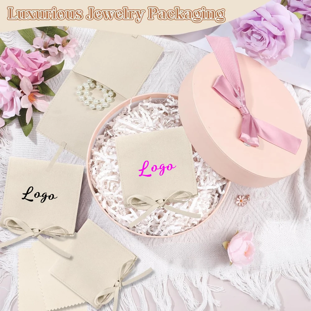 

100pcs Bulk Microfiber Envelope Velvet Pouches Custom Logo Small Jewelry Storage Gift Packaging Bags for Earrings Ring Bracelet