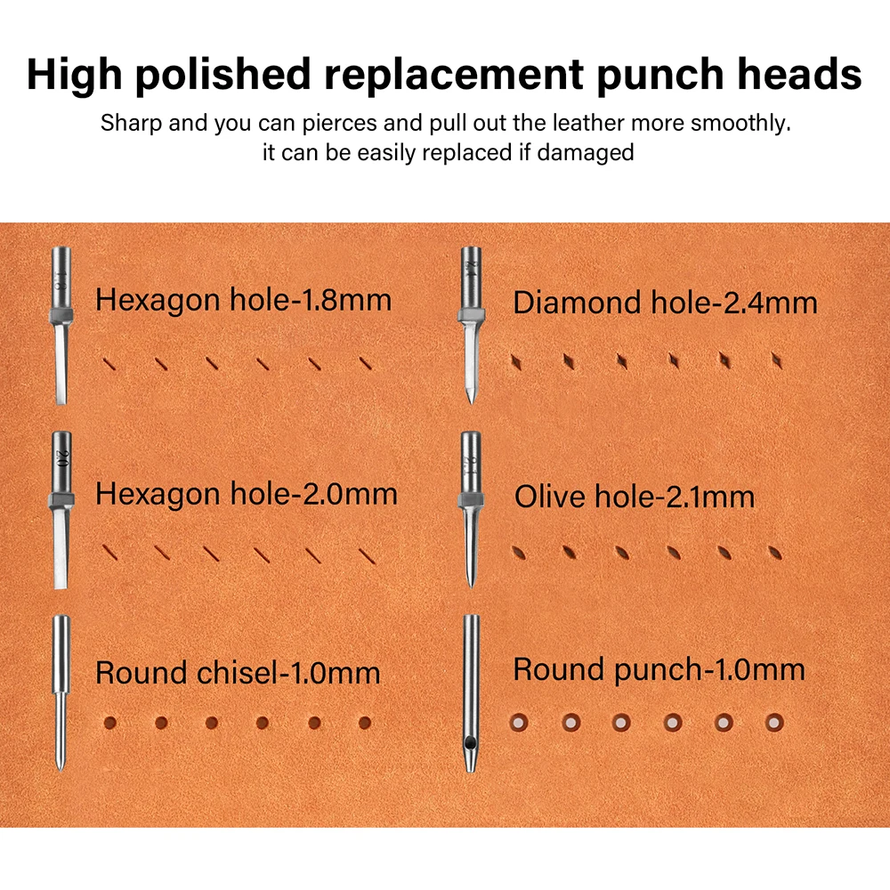 WUTA Interchangeable Adapter/ Head Accessories for Multifunctional Leather Hole Punch Pricking Iron Stitching Chisel Craft Tools