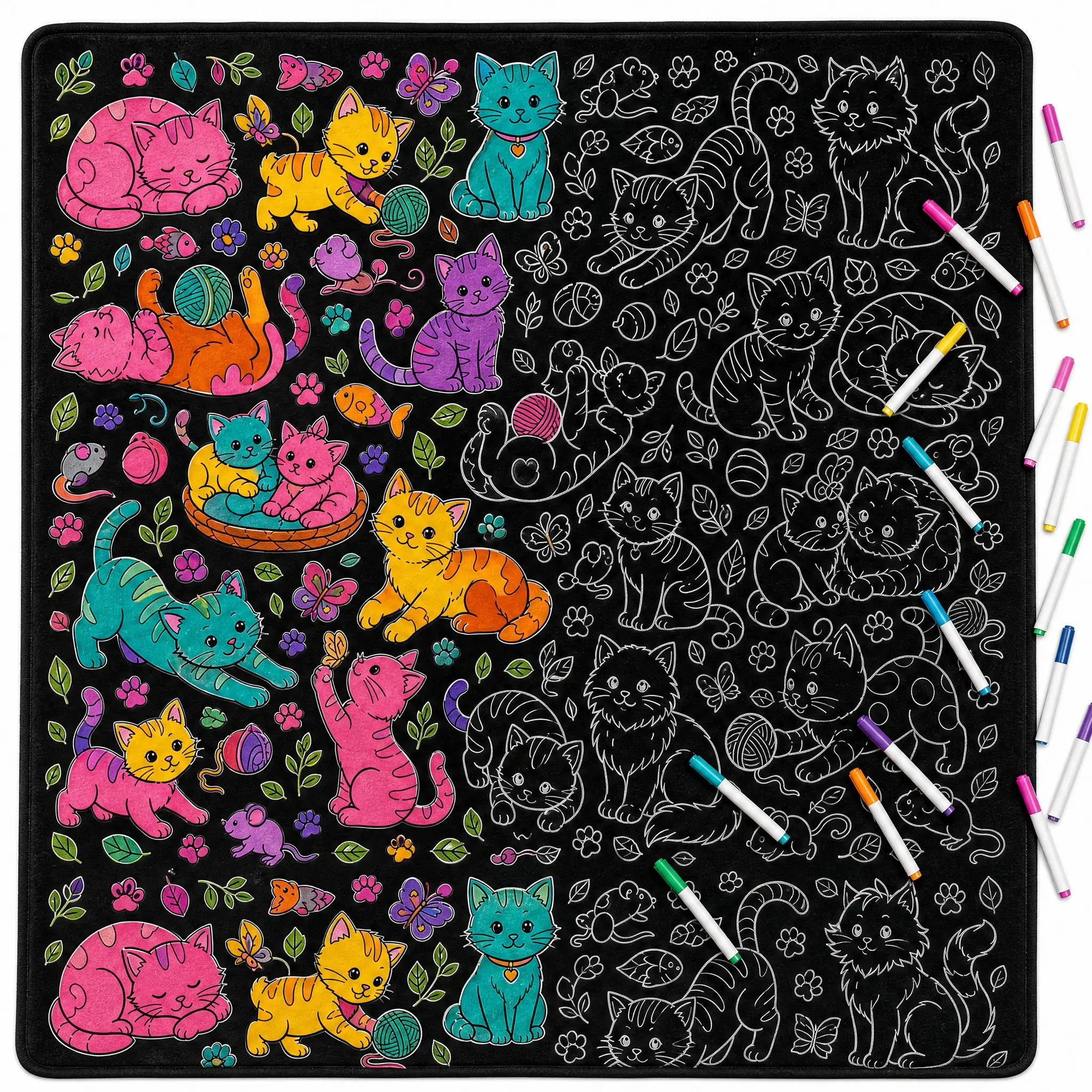 DIY Coloring Blanket with 24 Colored Markers Creative Personalization Pattern Blanket Stress Relief Unique Paint Art Decor Gift
