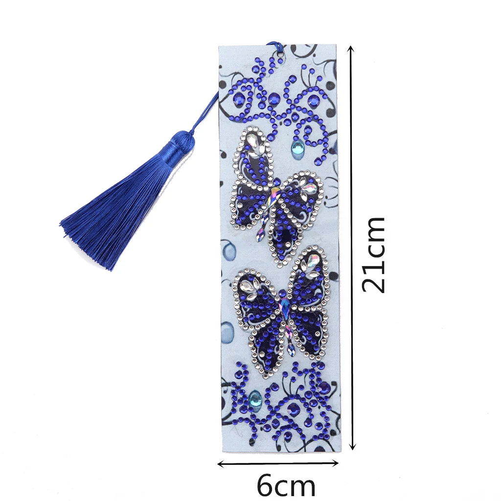 1pc/Set DIY Peacock Diamond Art Bookmarks for Adults PU Leather Crystal Rhinestones Butterfly Diamond Painting Bookmarks Kits