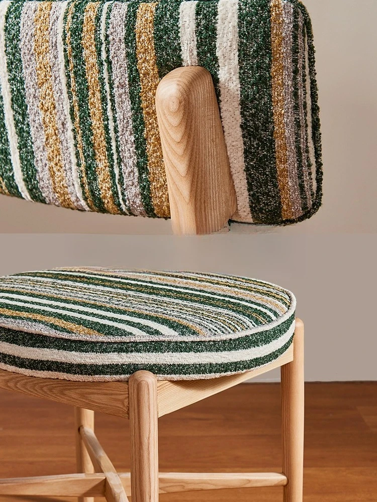 Factory Direct 2026 Solid wood French retro comfortable soft bag back chair dressing chair log style ethnic exotic style cream
