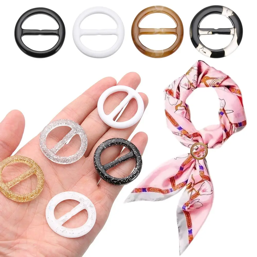 1pcs Round Resin Belt Buckle Scarf Buckles Ribbon Buckles Women's Elegant Tee Shirt Clips Crafts Garment Accessories DIY