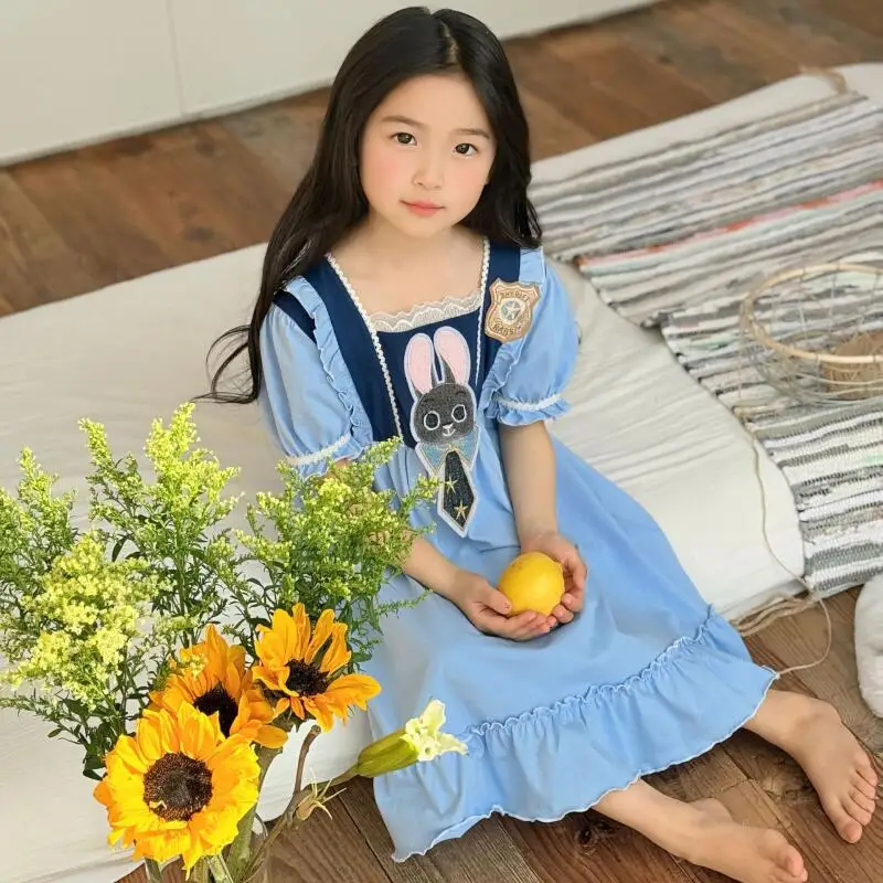 

2026 New Disney Judy Hopps Nightgown Pure Cotton Soft Comfortable Sweet Girl Kawaii Fashion Bunny Cop Breathable Leisure Home