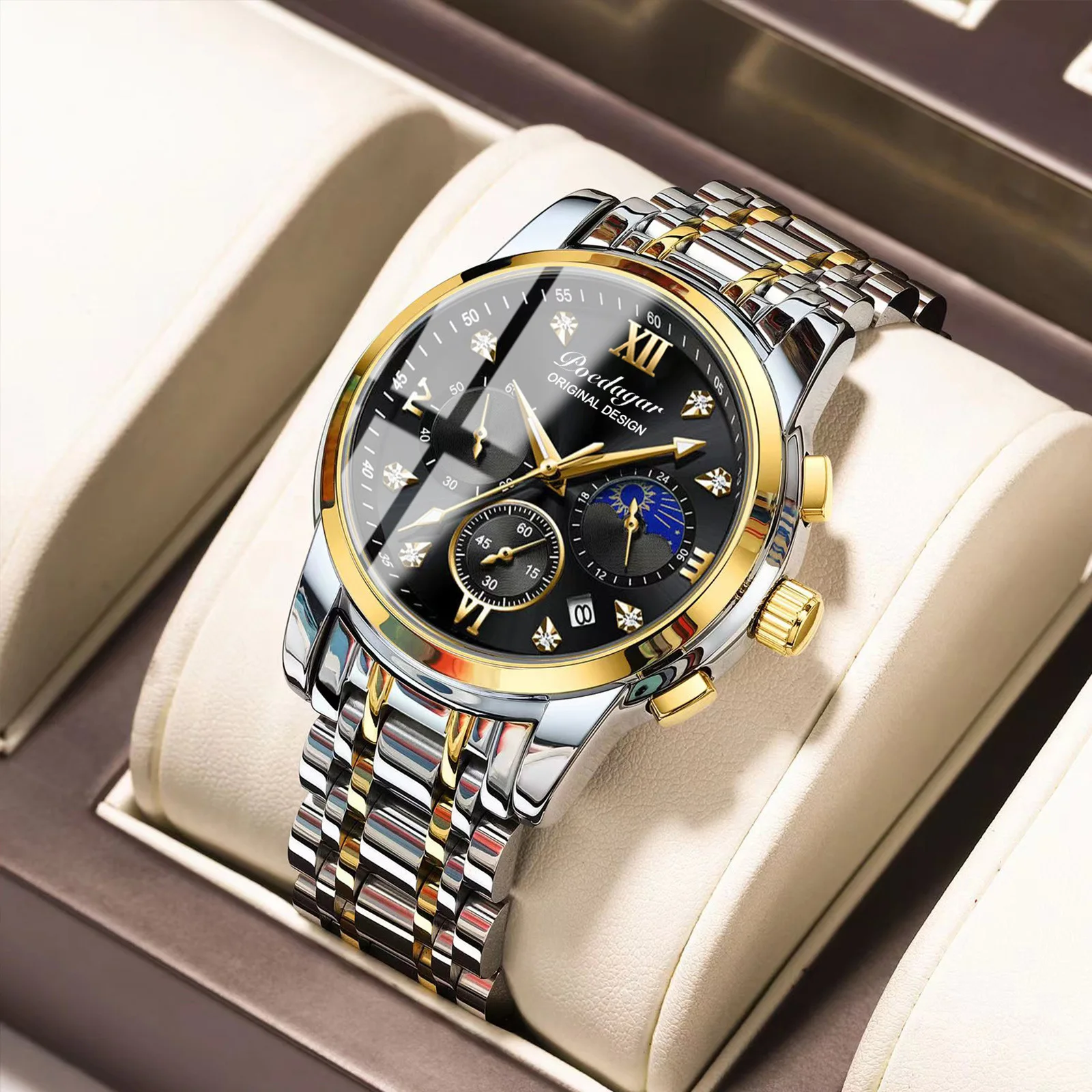 

POEDAGAR Tourbillon Automatic Watch for Men Luxury Skeleton Men's Mechanical Wristwatch Stainless Steel Top Original Man Watch