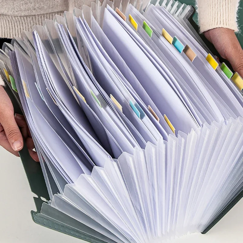 A4 Accordion Folder Clear Index Labels Expanding Document Folder File Organizer Desk Management for Office File Cabinet