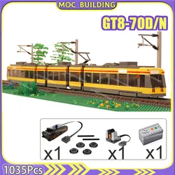 Motorized Train Tram Model Railroad Railway MOC Building Blocks Creative Toys Education Christmas Gifts