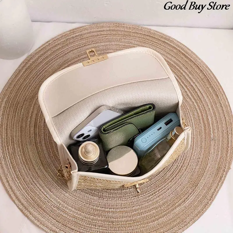 2023 Trendy Beach Shoulder Purse for Women Straw Square Bags Raffia Portable Crossbody Bags Popular Large Totes Travel Handbags