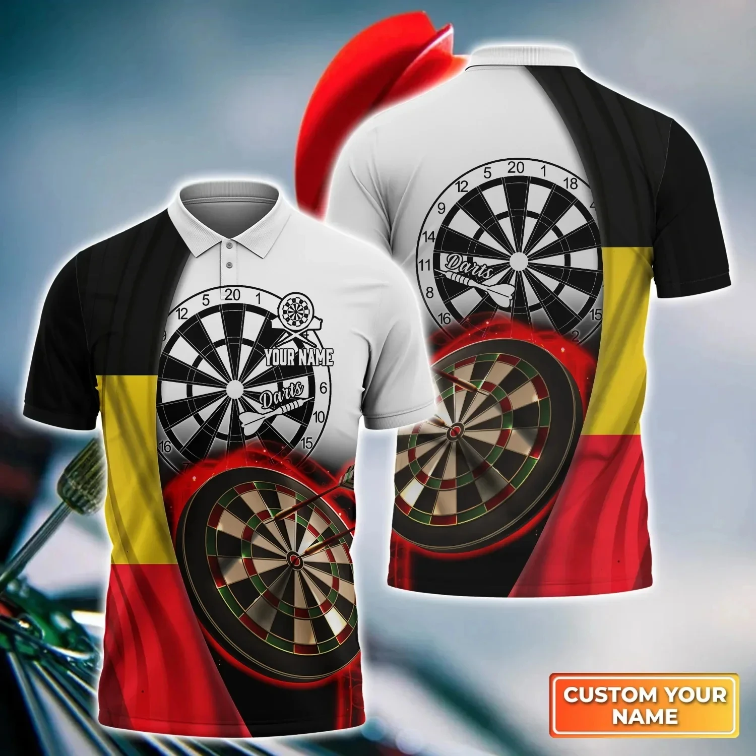 New custom name dart player 3D printed men's polo shirt unisex summer street casual sports short sleeved polo shirt top K004 image 5