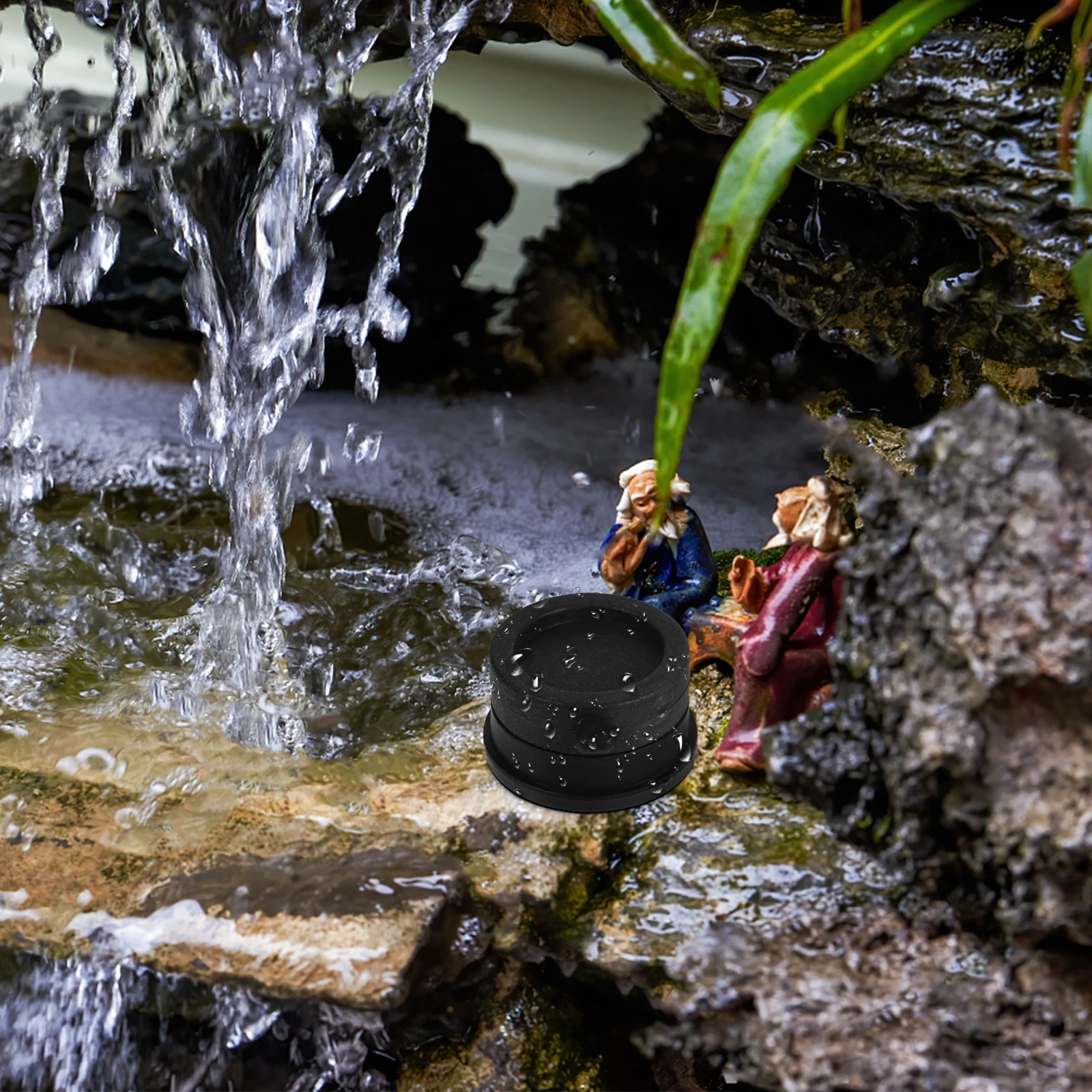 

Simulated Water Cover Realistic Stone Mill Decorative Garden Landscape Miniature Watermill Waterproof PE for Outdoor