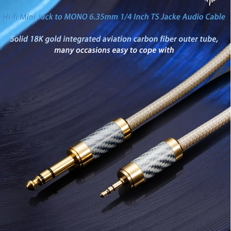 Hi-fi Mini 3.5mm Jack to MONO 6.35mm 1/4 Inch TS Jacke Audio Cable for Electronic Organ Guitar Sub-woofer Cable