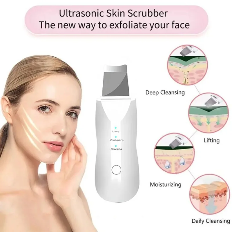 Vibrating Facial Peeling Machine Skin Scrubber Ion Exfoliation Blackhead Dead Skin Peeling Cleaner Facial Massager Skin Care