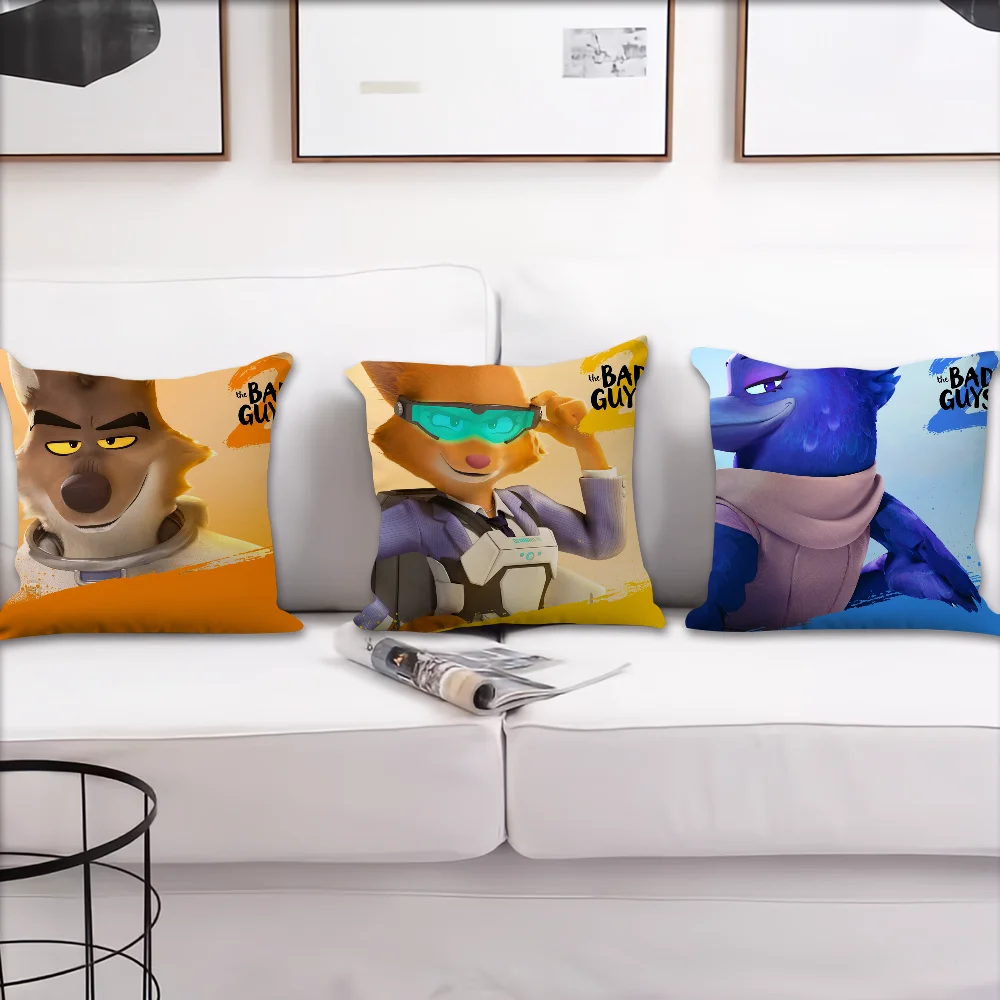 Cartoon Movie T-The Bad G-Guys 2 cushion cover Pillow Case Square Cushion Room Bedroom Headboard Sofa Living Backrest Nap Time