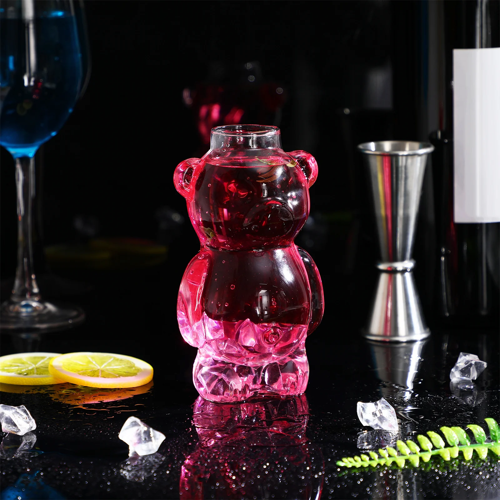 لطيف الدب كوكتيل الزجاج متعة كوب عصير بار كأس للنبيذ KTV حفلة درينكوير الجدة الحيوان على شكل الزجاج الإبداعية كوب للشرب