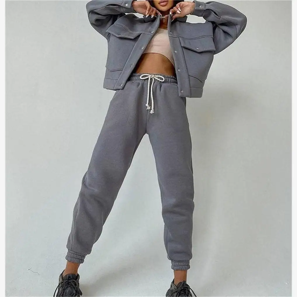 Top Jaet casual da donna in puro colore e pantaloni lunghi Set completo in poliestere per giovani donne dai 8 ai 25 anni