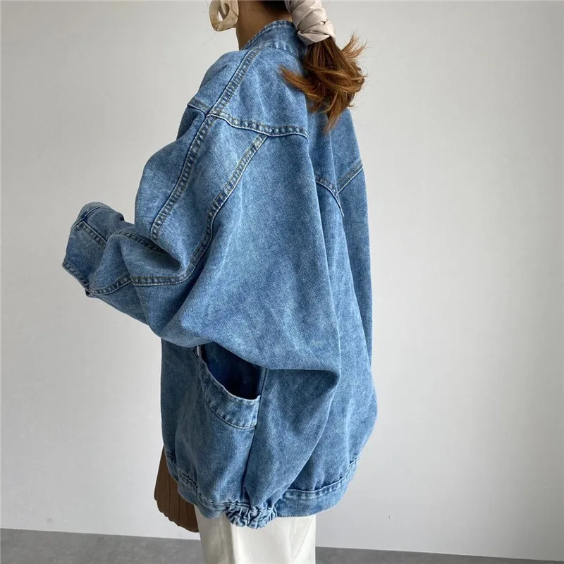 Matakawa-Veste en Denim pour Femme, Couleur Unie, Style Japonais, Vintage, Décontracté, Poches, Simple Boutonnage