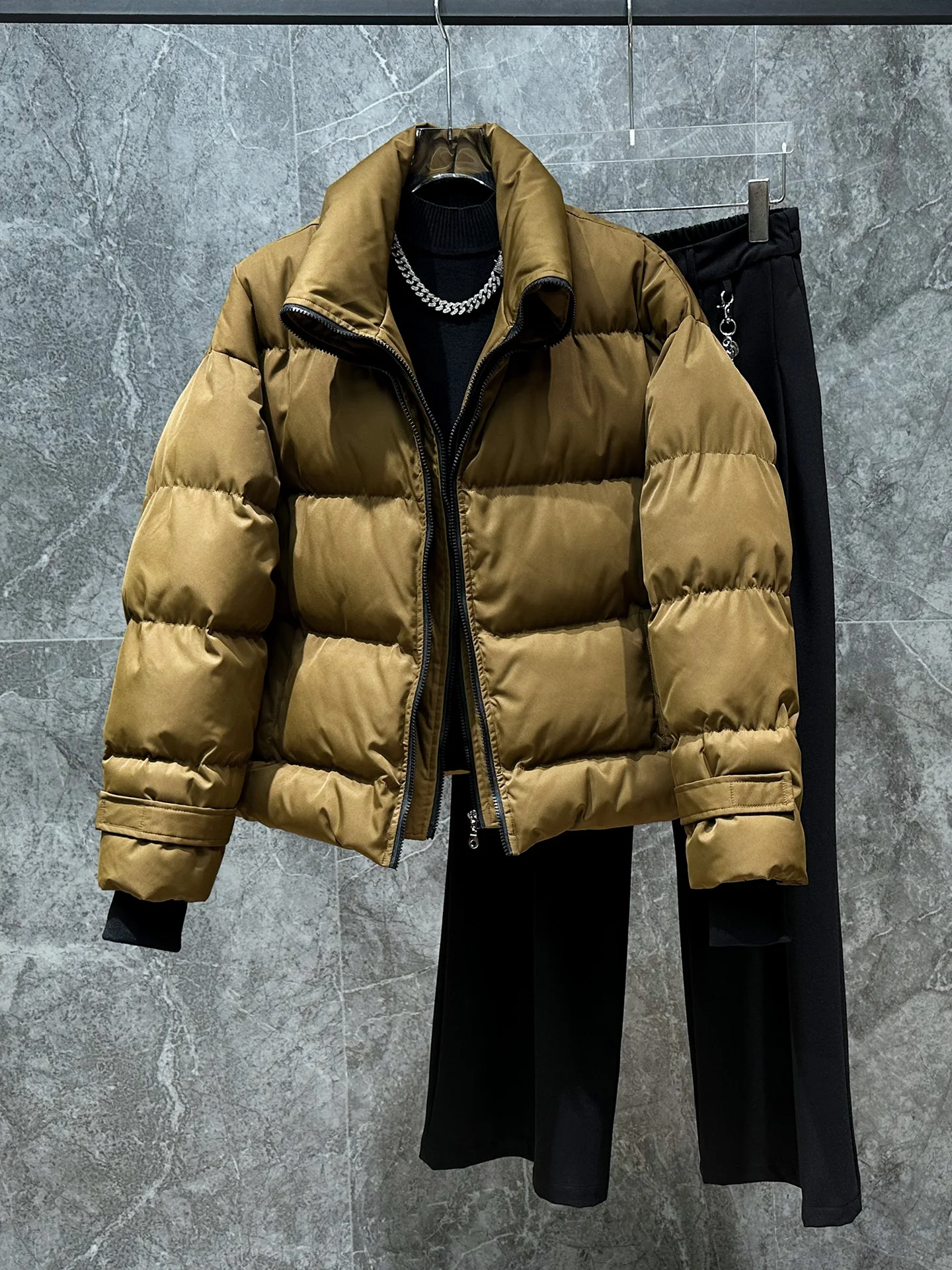 

Warm Thi Cotton Jaet for Men Trendy Loose Fit Stand Collar Youth Faion Casual Wear Long Sve Winter New Arrival