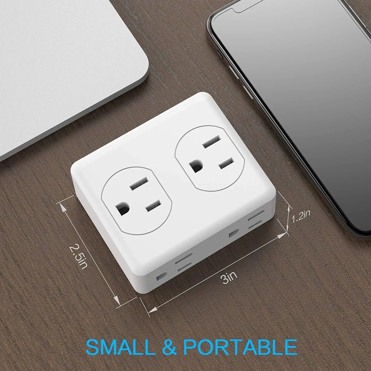 2 Pack Universal Plug Power Strip with 6 AC Outlets 3-Prong Multiple Wall Socket Adapter Expands for Cruise Ship Home Office