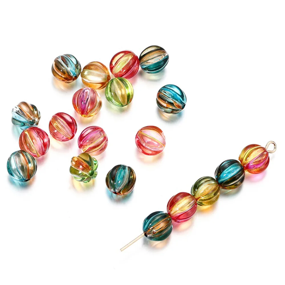 30 teile/los 8mm runde Kürbis Acryl lose Abstand halter Perlen für DIY Ohrringe Halskette Armband Schmuck machen Ergebnisse Zubehör