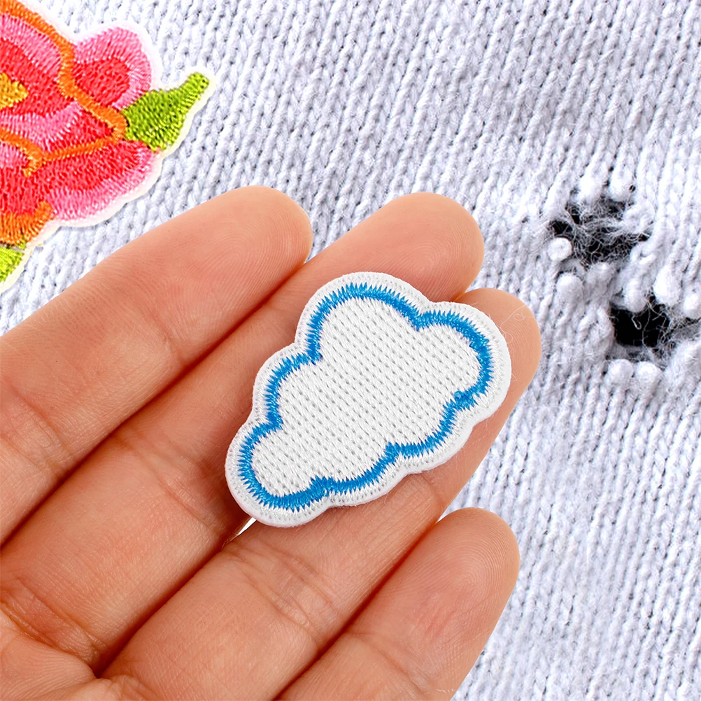 

12pcs Embroidered Patch Cloud Shape Appliques Iron On Patches Jeans Decor Cartoon Clouds Sturdy Material