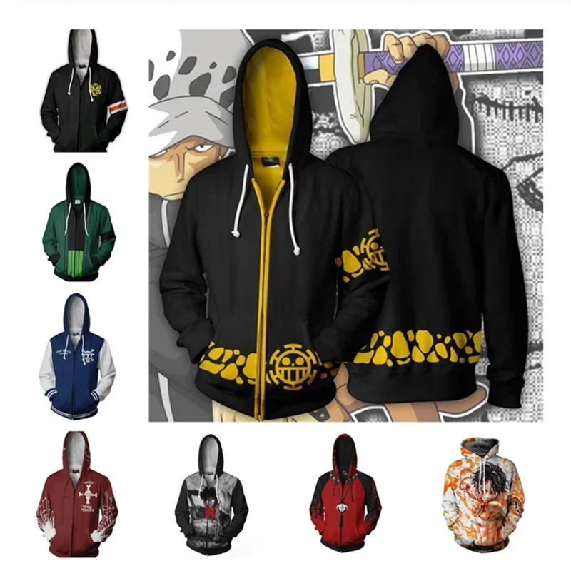 3D Printing ONEPIECE Trafalgar Law Cosplay Costume Hoodie Sweatshirts Men Women Anime Jacket Clothing Costumes