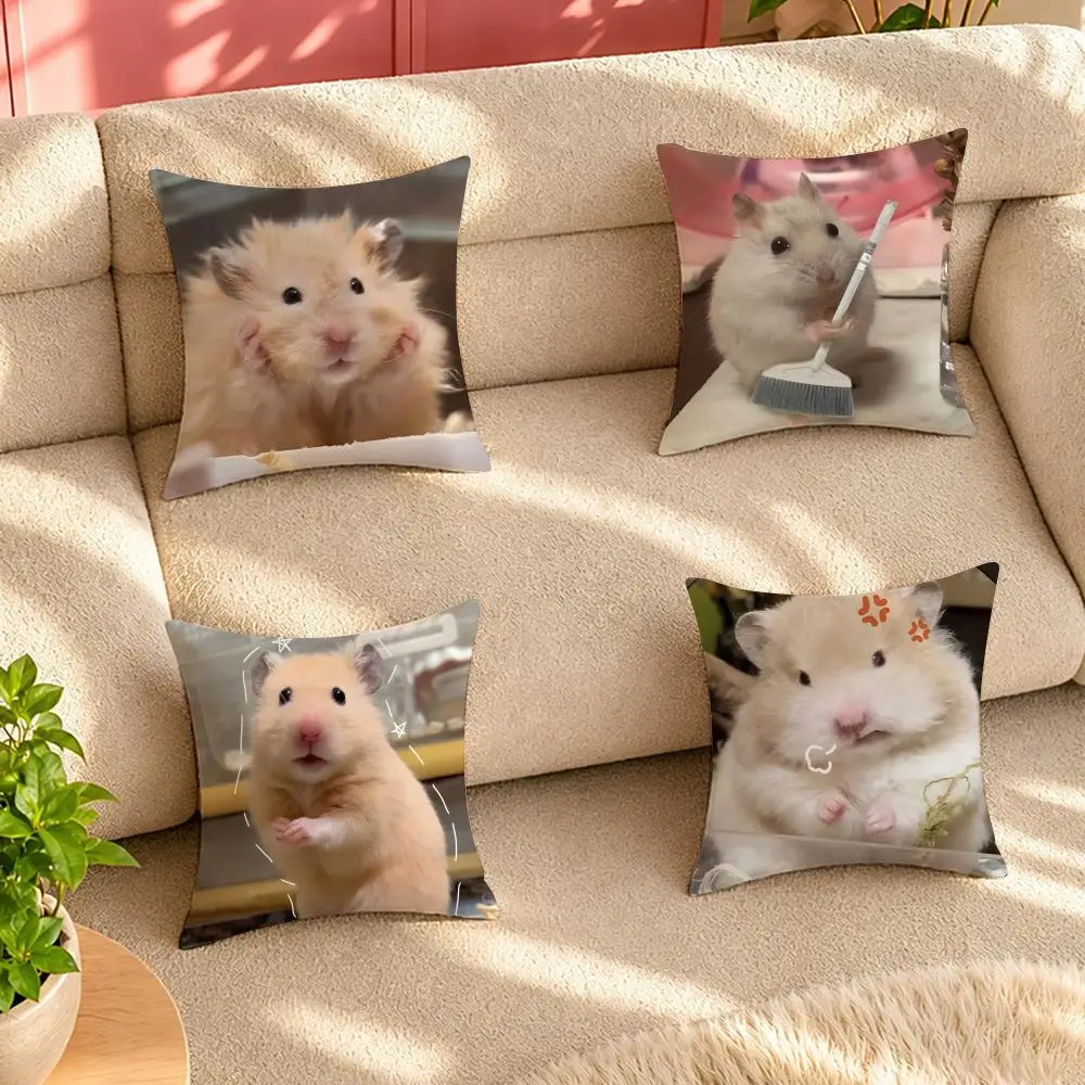 Hamster Meme Funny cute Cushion Cover Pillow Cover Decorative Throw Couch Home Decor for Living Room Sofa