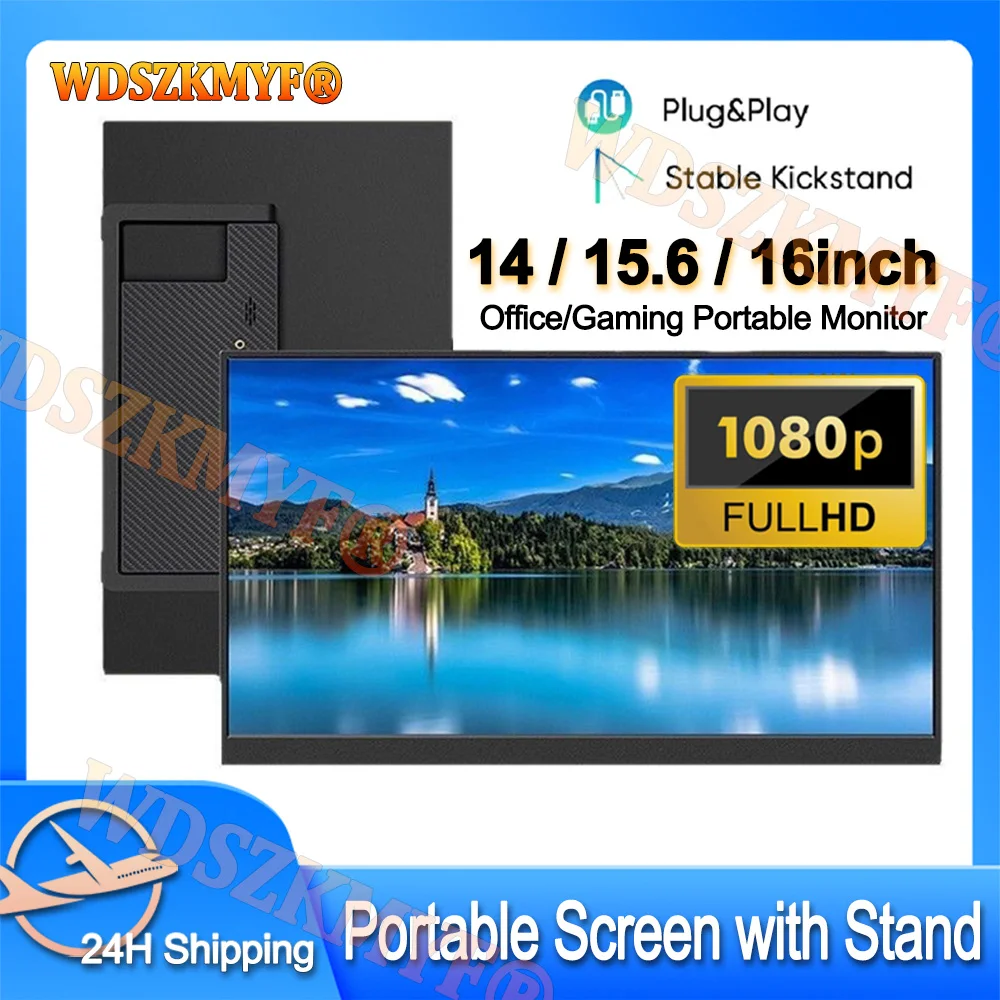 

14/15.6/16-Inch1080p Portable Monitor IPS Panel USB-C HDMI-Compatible Travelling Display for PC Laptop Xbox Switch