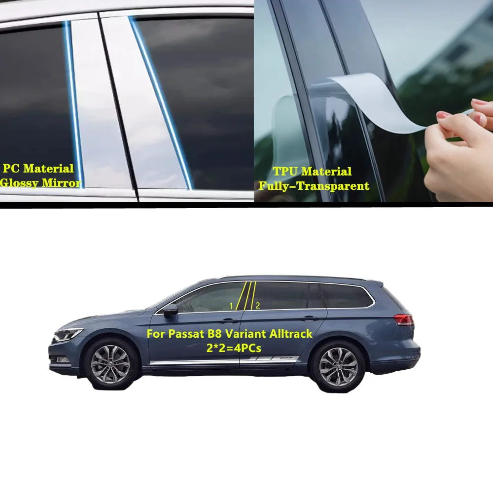 For VW Passat B8 Variant Alltrack 2016-2021 TPU/Glossy Mirror Pillar Post Cover Door Trim Window Molding Sticker Accessories