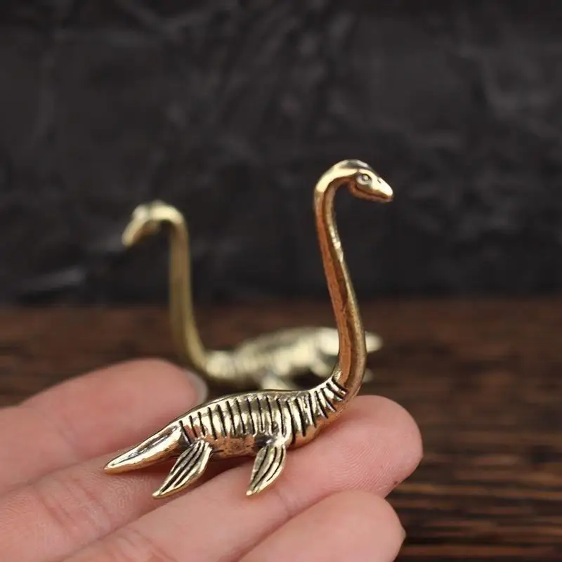 Vintage Antique Brass Loch Ness Monster Figurine 1Pcs Handmade Collectible Decor for Home Office Shelf Creative Gift for Adults