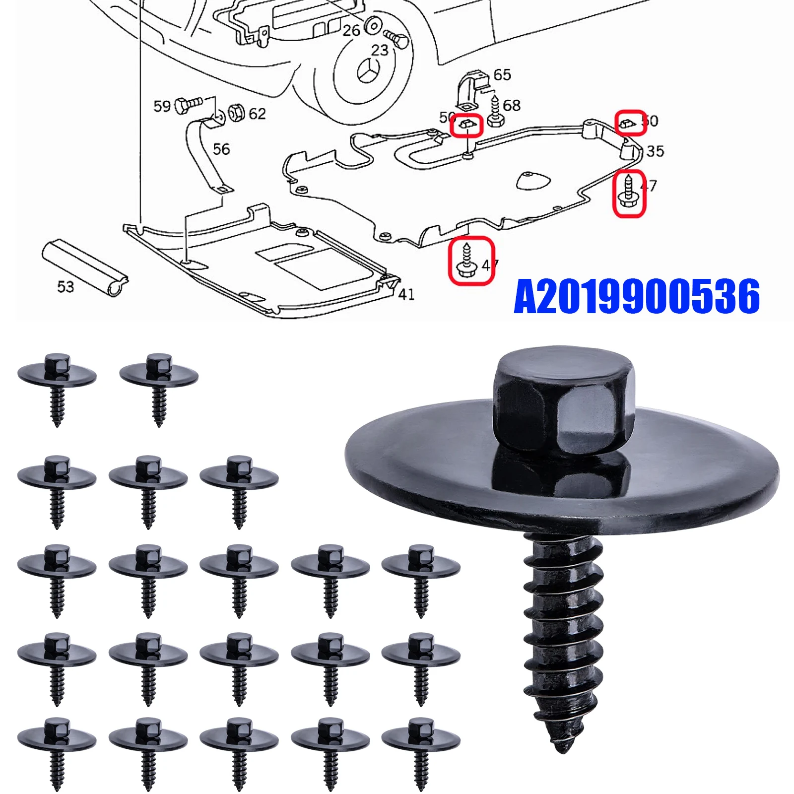 

Винты поддона двигателя, винты для защиты от брызг для Mercedes W124 S124 W201 W202 W210, крепежные детали металла A2019900536