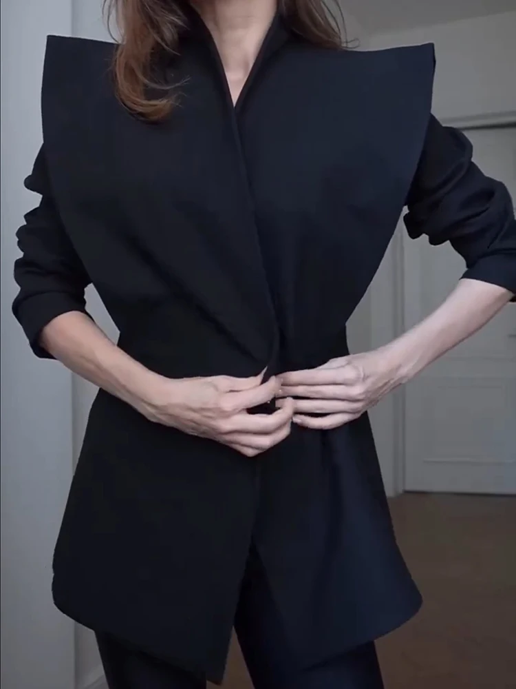 

Autumn New Stand Collar Casual Women's Outerwear Elegant Detachable Long Sleeves Jacket French Style Solid Color Slim Suits Coat