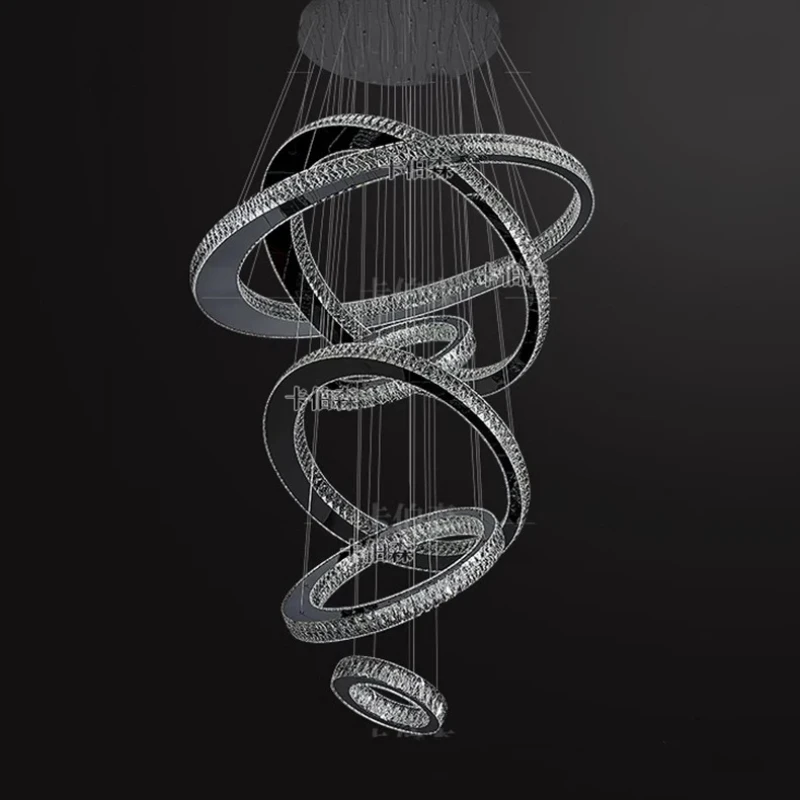 

Modern Ring Led Crystal Pendant Lights Lures for Living Room Kitchen Island Coffee Tables Hanging Lamp Uxury