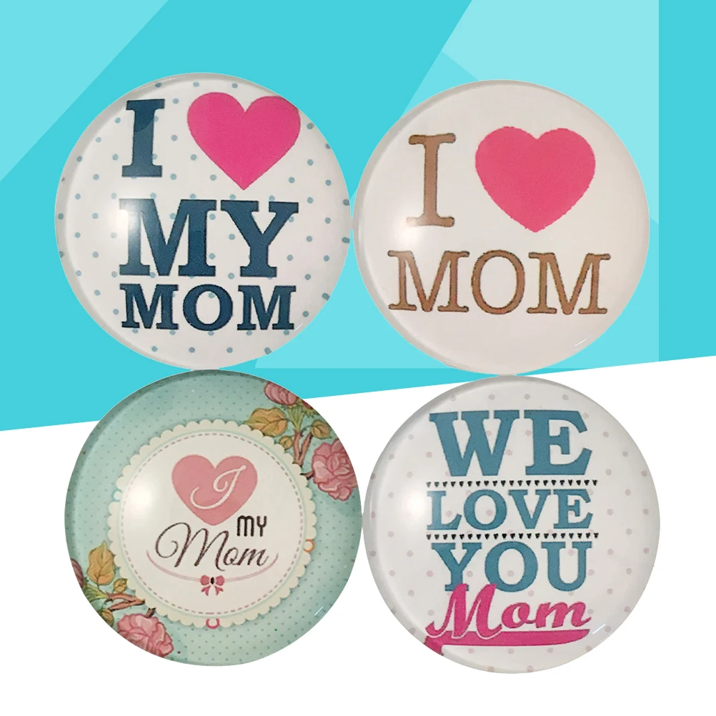 

4 Pcs Crystal Glass Magnets Refrigerator Cartoon Heartwarming Decorations for Mother's Day Women's Day Mom Birthday Gifts Strong