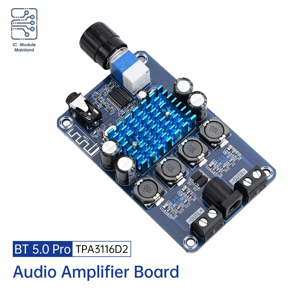 XH-A318 TPA3116D2 Stereo Digital Amplifier Board DC12-24V 50W*2 High Power Amplifier Bluetooth 5.0 Audio Amplifier Board